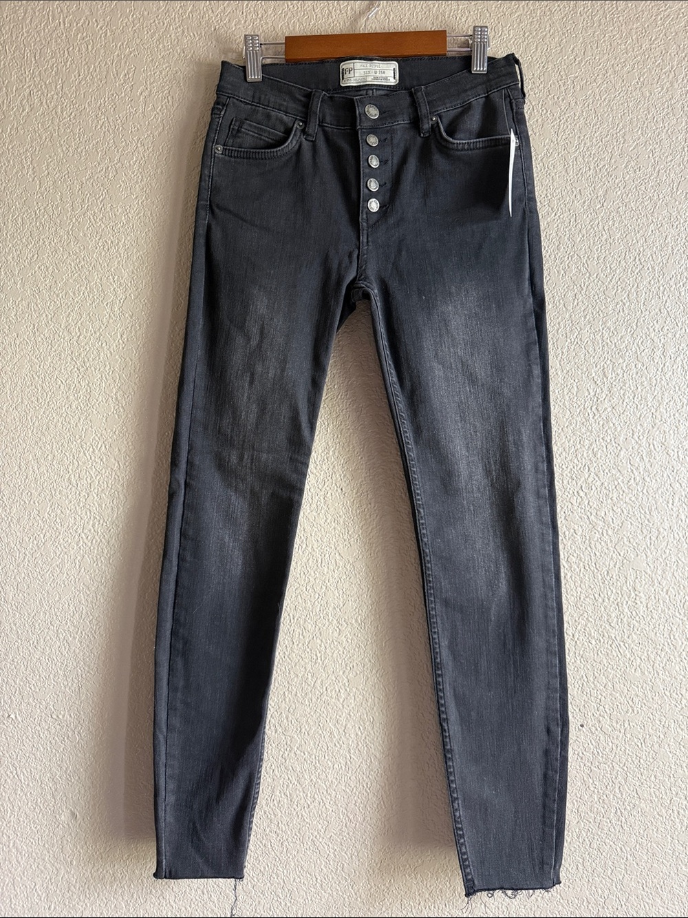 Free People Black Button-Fly Jeans